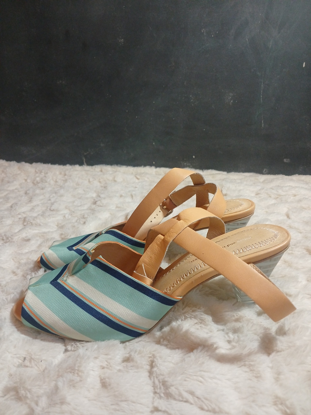 Vtg.Pilcro and the Letterpress Canvas And Leather Slingback Heels